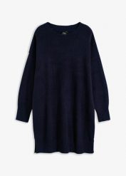 Sukienka dzianinowa oversize. Brązowe sukienki damskie bonprix, bez wzorów, z dzianiny, bez ramiączek. Za 99.99 zł.