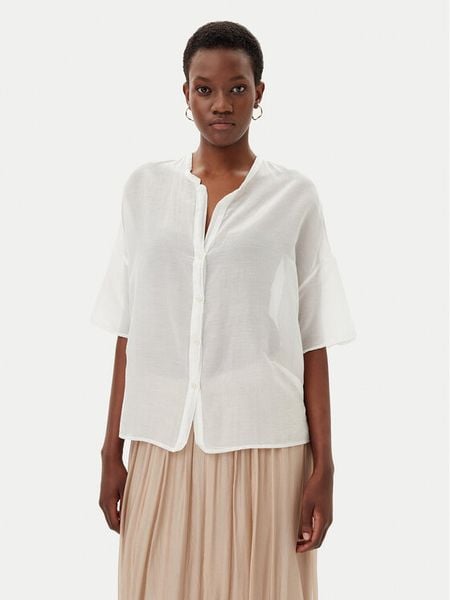 ViCOLO Koszula TD0648 Biały Loose Fit. Białe koszule damskie ViCOLO, m, bez wzorów, z bawełny, bez kołnierzyka, bez ramiączek. Za 199.99 zł.