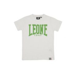 Koszulka z bawełna na czas wolny na co dzień. Białe bluzki damskie LEONE 1947 APPAREL, bez wzorów, z bawełny, sportowe, bez kołnierzyka, bez ramiączek. W wyprzedaży za 44.86 zł.