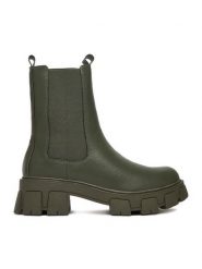 DeeZee Sztyblety 12837-22 Khaki. Brązowe botki damskie DeeZee, z materiału, bez obcasa, na płaskiej podeszwie, bez zapięcia. Za 239.99 zł.