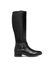 Geox Kozaki D Felicity D46G1C 043NH C9999 Czarny. Czarne kozaki damskie Geox, z materiału, bez obcasa, na płaskiej podeszwie, bez zapięcia. Za 809.99 zł.