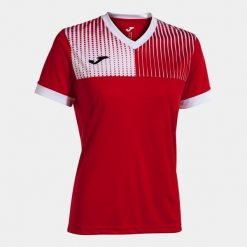Koszulka damska Joma Eco Supernova czerwono-biała S. Białe koszulki damskie Joma, s, bez wzorów, z poliesteru, bez kołnierzyka, bez ramiączek. Za 176.99 zł.