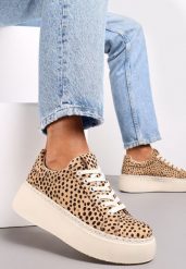 Brązowe Sneakersy na Grubej Podeszwie Cernanda. Brązowe obuwie sportowe damskie Renee, bez zapięcia. Za 99.99 zł.