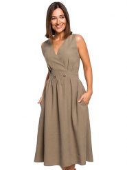 Stylove Sukienka w kolorze khaki rozmiar: XXL. Brązowe sukienki damskie Stylove, bez wzorów, bez ramiączek. Za 145.94 zł.