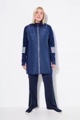 Damskie Płaszcz 2 w 1 odpinane rękawy stójka z recyklingu. Niebieskie płaszcze damskie Ulla Popken, plus size, bez wzorów, z elastanu, bez kaptura. Za 429.99 zł.