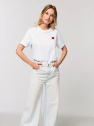 WOOOP Koszulka w kolorze białym rozmiar: L. Białe bluzki damskie Wooop, l, bez wzorów, z bawełny, bez kołnierzyka, bez ramiączek. Za 68.95 zł.