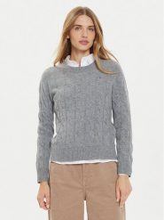 Tommy Hilfiger Sweter WW0WW43586 Szary Regular Fit. Szare swetry klasyczne damskie Tommy Hilfiger, l, z wełny, bez kołnierzyka. Za 649.99 zł.