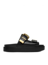 DeeZee Klapki CEO-HY86733-1 Czarny. Czarne klapki damskie DeeZee, bez wzorów, ze skóry, bez obcasa, bez zapięcia. Za 149.99 zł.