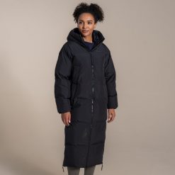 Damska długa kurtka Craghoppers Fellbarrow. Czarne kurtki damskie Craghoppers, bez wzorów, z puchu, bez kaptura. W wyprzedaży za 823.20 zł.