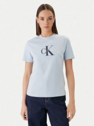 Calvin Klein Jeans T-Shirt LV047B865G Niebieski Regular Fit. Niebieskie t-shirty damskie Calvin Klein Jeans, s, bez wzorów, z bawełny, bez kołnierzyka. Za 209.99 zł.