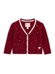 Guess Kardigan A6BR01 Z1312 Bordowy Regular Fit. Czerwone swetry dziewczęce Guess, z aplikacjami, z wiskozy, bez kołnierzyka, bez ramiączek. Za 194.99 zł.