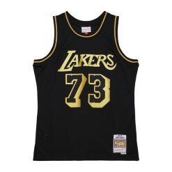 Koszulka NBA Los Angeles Lakers Dennis Rodman 1998/99. Czarne koszulki damskie Mitchell & Ness, bez wzorów, bez kołnierzyka, bez ramiączek. Za 597.00 zł.