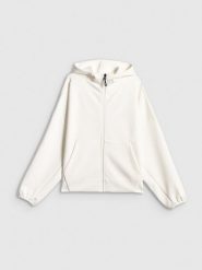 4F Bluza dresowa regular z kapturem damska - biała XS. Białe bluzy damskie 4F, xs, bez wzorów, z dresówki, z kapturem. Za 199.99 zł.