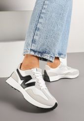 Szare Płaskie Sneakersy Ozdobione Geometrycznym Wzorem Rividi. Szare obuwie sportowe damskie Renee, z jeansu, bez zapięcia. Za 79.99 zł.