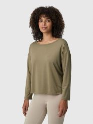 Les Lunes Koszulka "Nelaa" w kolorze khaki rozmiar: XS. Brązowe koszulki damskie Les Lunes, xs, bez wzorów, bez kołnierzyka, bez ramiączek. Za 126.99 zł.