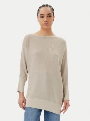 Morgan Sweter 251-MREC Beżowy Regular Fit. Brązowe swetry klasyczne damskie Morgan, xl, z wiskozy, bez kołnierzyka. Za 189.99 zł.