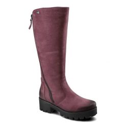 Bordowe Kozaki Simen Damskie Modne Ocieplane Buty. Czerwone kozaki damskie Simen, bez obcasa, bez zapięcia. Za 449.00 zł.