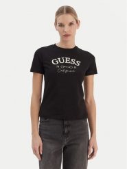 Guess T-Shirt V6RI02 J1314 Czarny Regular Fit. Czarne t-shirty damskie Guess, m, z aplikacjami, z bawełny, bez kołnierzyka. Za 159.99 zł.