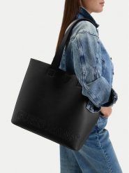 Guess Jeans Torebka CWBEO-GUESS-B-010-09 Czarny. Czarne shopper bag Guess Jeans, z aplikacjami, z jeansu, bez dodatków. Za 249.99 zł.