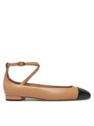 Stuart Weitzman Baleriny Eden Atrap Flat SJ720 Beżowy. Brązowe balerinki damskie Stuart Weitzman, bez wzorów, ze skóry. Za 1,339.00 zł.