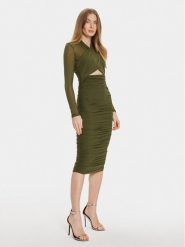 BARDOT Sukienka koktajlowa Aliyah 56305DB Khaki Slim Fit. Brązowe sukienki damskie Bardot, bez wzorów, z syntetyku, wizytowe, bez ramiączek. Za 429.99 zł.
