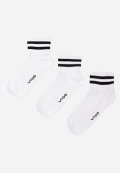 Białe 3-pack Skarpety z Bawełną za Kostkę z Paseczkami Flelford. Białe skarpetki damskie Born2be, bez wzorów, z bawełny. Za 29.99 zł.