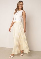 Żółta Rozkloszowana Spódnica w Stylu Retro Plisowana w Grochy Kasosa. Żółte spódnice damskie Born2be, na co dzień, m, bez wzorów, eleganckie, maxi. Za 119.99 zł.