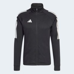 Bluza piłkarska treningowa ADIDAS Sereno 26. Czarne bluzy damskie Adidas, xl, bez wzorów, z dresówki, bez kaptura. Za 199.99 zł.