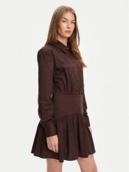 STAUD Sukienka koszulowa Rocco R25S2112PO Brązowy Regular Fit. Brązowe sukienki damskie STAUD, bez wzorów, z bawełny, bez ramiączek. Za 1,269.00 zł.