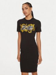 Versace Jeans Couture Sukienka codzienna 77HAOE05 CJ02E Czarny Slim Fit. Czarne sukienki damskie Versace Jeans Couture, bez wzorów, z bawełny, bez ramiączek. Za 369.99 zł.