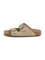 SABOKETS Skórzane klapki w kolorze khaki rozmiar: 40. Brązowe klapki damskie SABOKETS, bez wzorów, z otwartym noskiem, bez obcasa, bez zapięcia. Za 162.49 zł.