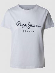 Pepe Jeans Koszulka "Val" w kolorze białym rozmiar: S. Białe bluzki damskie Pepe Jeans, s, bez wzorów, z bawełny, bez kołnierzyka, bez ramiączek. Za 96.60 zł.