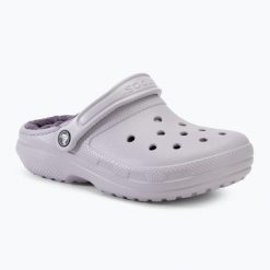 Klapki Crocs Classic Lined Clog. Szare klapki damskie Crocs, bez wzorów, bez obcasa, bez zapięcia. Za 229.99 zł.