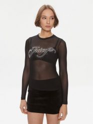 Juicy Couture Bluzka Raheem JCBCT223806 Czarny Slim Fit. Czarne bluzki damskie Juicy Couture, l, bez wzorów, z syntetyku, bez kołnierzyka, bez ramiączek. W wyprzedaży za 179.99 zł.