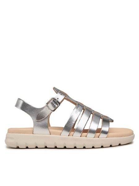 Geox Sandały J Sandal Soleima Gir J35GSB 000CF C1007 S Srebrny. Szare sandały dziewczęce Geox, ze skóry, bez obcasa, bez zapięcia. Za 280.99 zł.
