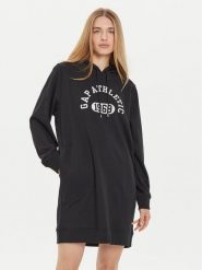 Gap Sukienka dzianinowa 498949-03 Czarny Relaxed Fit. Czarne sukienki damskie GAP, bez wzorów, z bawełny, bez ramiączek. Za 209.99 zł.