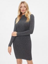 MICHAEL Michael Kors Sukienka dzianinowa MH381ZMAFB Srebrny Slim Fit. Szare sukienki damskie MICHAEL Michael Kors, bez wzorów, z dzianiny, bez ramiączek. Za 749.99 zł.