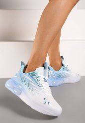 Biało-Niebieskie Płaskie Sznurowane Buty Sportowe Sneakersy Risanni. Białe obuwie sportowe damskie Born2be, z dresówki. Za 109.99 zł.