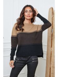 So Cachemire Sweter "Lurcia" w kolorze brązowo-czarno-jasnobrązowym rozmiar: XL. Brązowe swetry klasyczne damskie So Cachemire, xl, z kaszmiru, bez kołnierzyka. Za 214.19 zł.