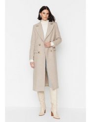 Trendyol Płaszcz zimowy w kolorze jasnobrązowo-kremowym rozmiar: 34. Brązowe płaszcze damskie Trendyol, na zimę, bez wzorów, z puchu, bez kaptura. Za 117.73 zł.
