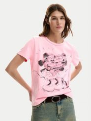 Desigual T-Shirt Core Mickey 26SWTK42 Różowy Regular Fit. Czerwone t-shirty damskie Desigual, xs, bez wzorów, z bawełny, bez kołnierzyka. Za 329.99 zł.