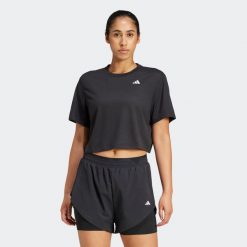 Koszulka fitness damska ADIDAS krótki rękaw. Bluzki damskie Adidas, m, bez wzorów, z materiału, bez kołnierzyka, bez ramiączek. Za 139.99 zł.