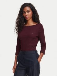 Tommy Hilfiger Bluzka Cody WW0WW49928 Bordowy Regular Fit. Czerwone bluzki damskie Tommy Hilfiger, s, bez wzorów, z bawełny, bez kołnierzyka, bez ramiączek. Za 249.99 zł.