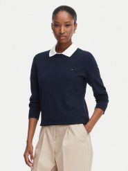 Tommy Hilfiger Sweter Cable Fine WW0WW44984 Granatowy Regular Fit. Niebieskie swetry klasyczne damskie Tommy Hilfiger, xxs, z syntetyku, bez kołnierzyka. Za 409.99 zł.