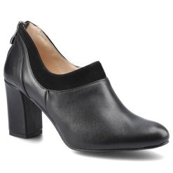 Półbuty damskie Damiss, naturalna skóra licowa z zabudowaną cholewką z elastyczną wstawką przy podbiciu oraz stabilnym obcasem o średniej wysokości,. Czarne półbuty damskie DAMISS, bez wzorów, ze skóry, bez obcasa, na obcasie, bez zapięcia. Za 260.00 zł.