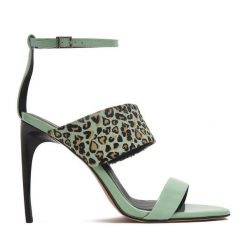 Sandały Eva Minge. Zielone sandały damskie Eva Minge, bez wzorów, bez obcasa, na szpilce, bez zapięcia. Za 429.99 zł.