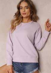 Fioletowa Bluza z Długim Rękawem i Okrągłym Dekoltem Miyoko. Fioletowe bluzy damskie Renee, xs, bez wzorów, z dzianiny, bez kaptura. Za 24.99 zł.