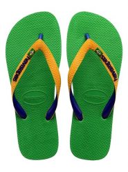 Havaianas Japonki "Brasil Mix" w kolorze żółto-zielonym rozmiar: 41/42. Zielone klapki damskie Havaianas, bez wzorów, z tworzywa sztucznego, z otwartym noskiem, bez obcasa, bez zapięcia. Za 87.95 zł.