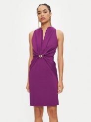 Rinascimento Sukienka koktajlowa CFC0120270003 Fioletowy Regular Fit. Fioletowe sukienki damskie Rinascimento, bez wzorów, z syntetyku, wizytowe, bez ramiączek. Za 359.99 zł.