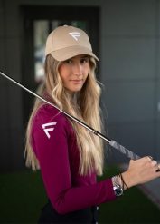 Languagepl Czapka golfowa Merino – Regulowana, oddychająca, lekka, ochrona UV. Brązowe czapki damskie FLAIRWAY GOLF, bez wzorów, z bawełny. Za 106.00 zł.